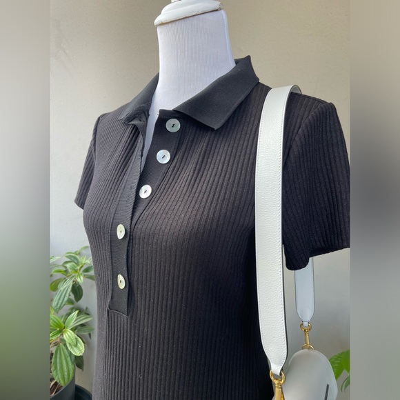 ☘️ H&M Midi Polo Shirt Ribbed Knit Dress with Short sleeves and Side Slit i… - Picture 5 of 15